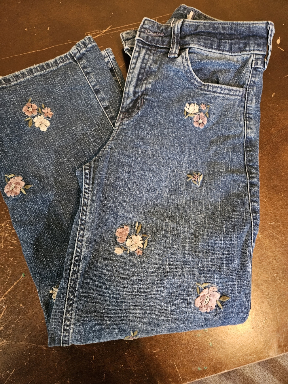Embroidered Floral Blue Women's Jeans